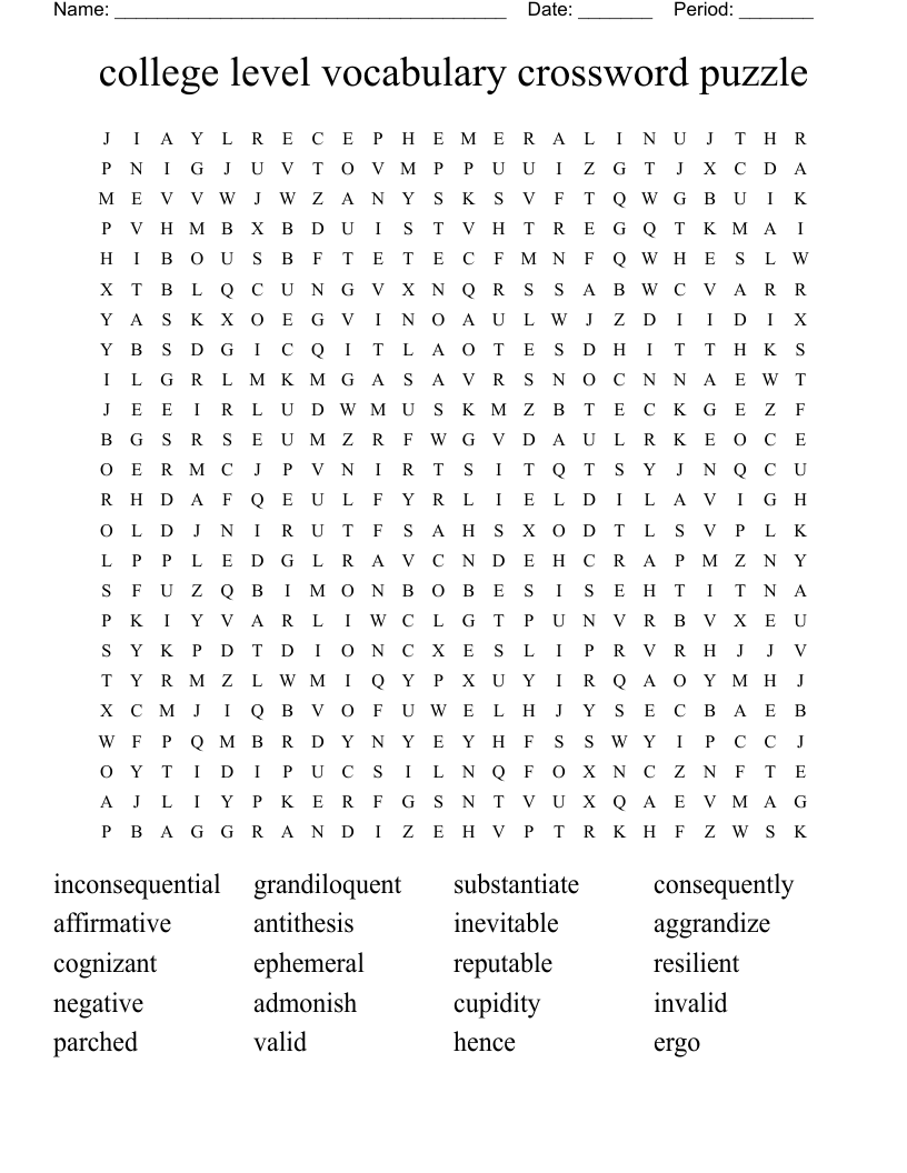 College Level Vocabulary Crossword Puzzle Word Search WordMint College Level Vocabulary Crossword Puzzle Word Search WordMint