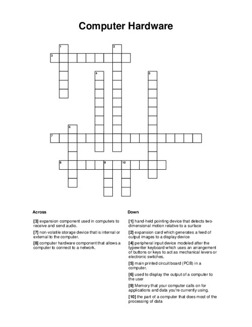 computer network lingo crossword puzzle