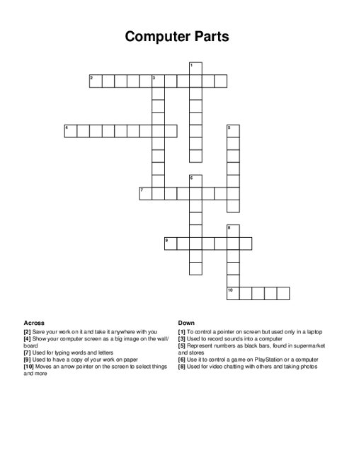 Computer Parts Crossword Puzzle Computer Parts Crossword Puzzle