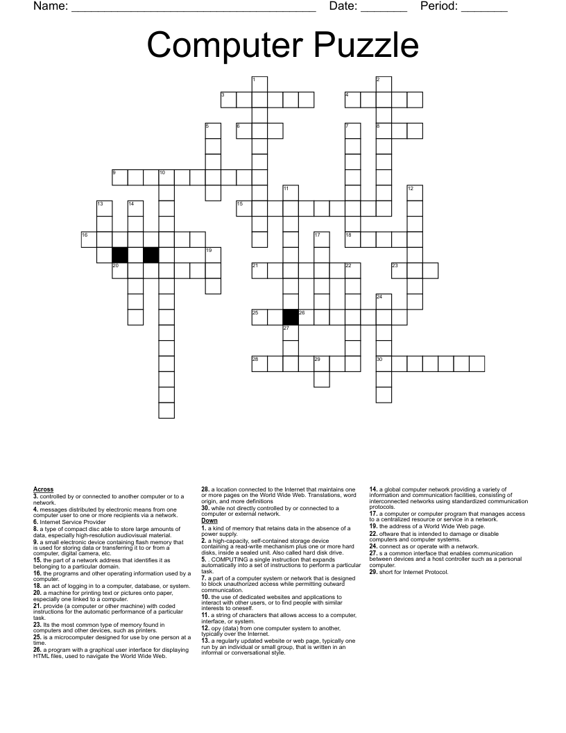 Computer Puzzle Crossword WordMint Computer Puzzle Crossword WordMint