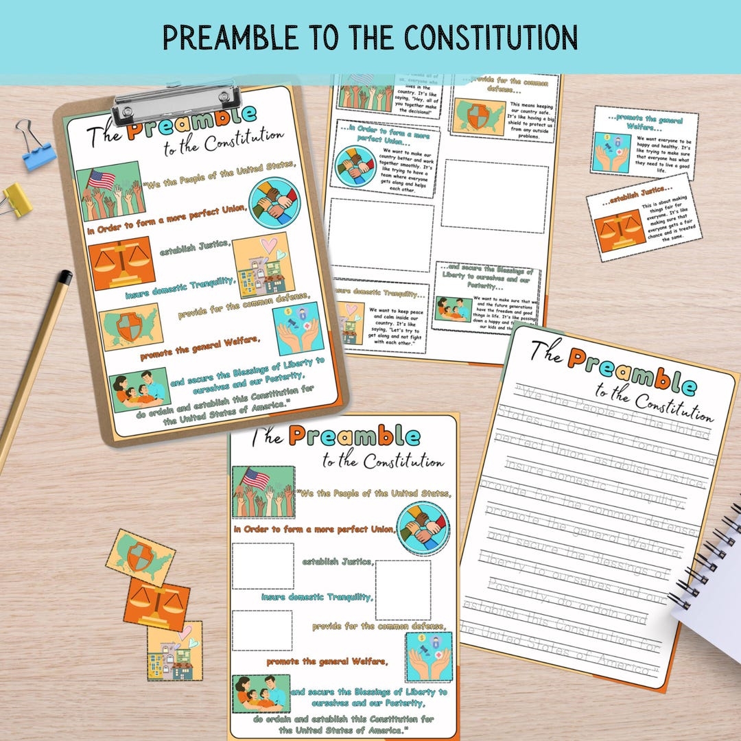 Constitution Preamble Kids Activity Homeschool Civics Lesson PDF Download Etsy Israel