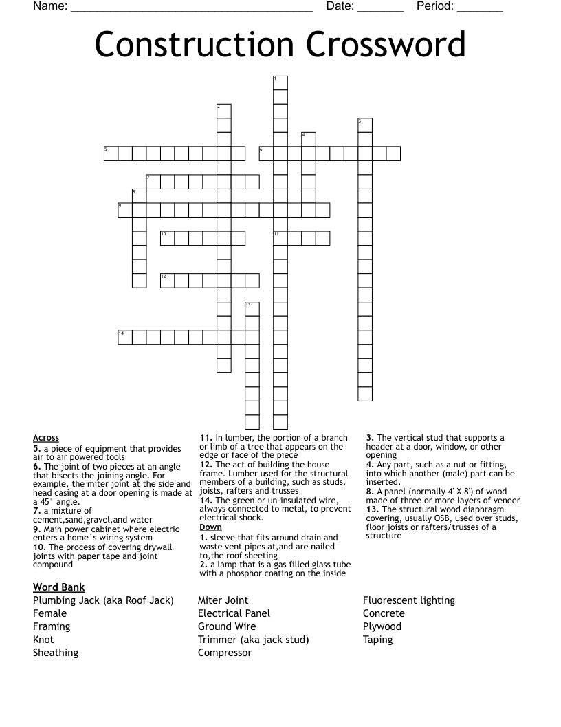 Construction Crossword WordMint