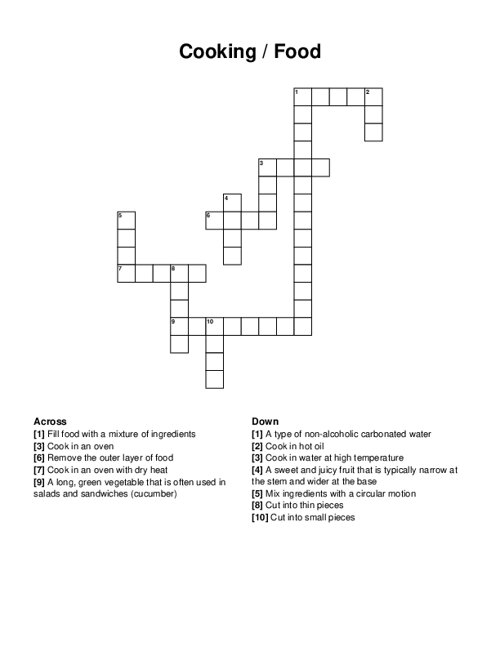 Cooking Food Crossword Puzzle Cooking Food Crossword Puzzle