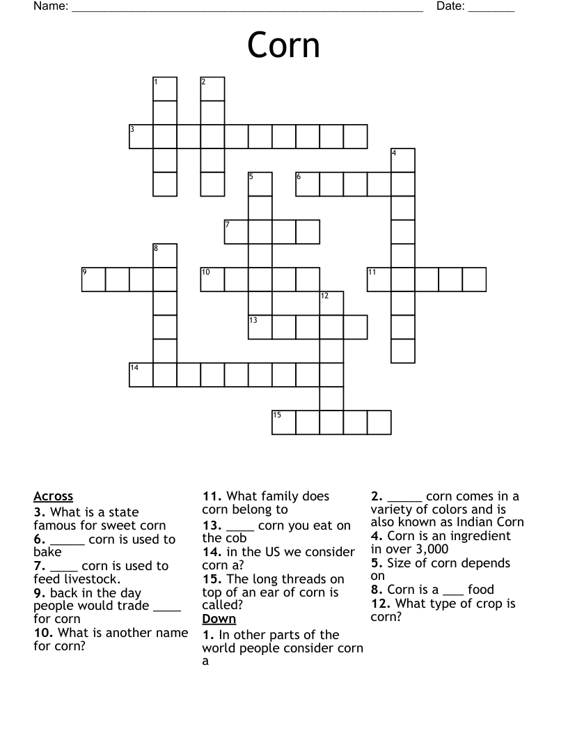 Corn Recipe Crossword Puzzle Bryont Blog