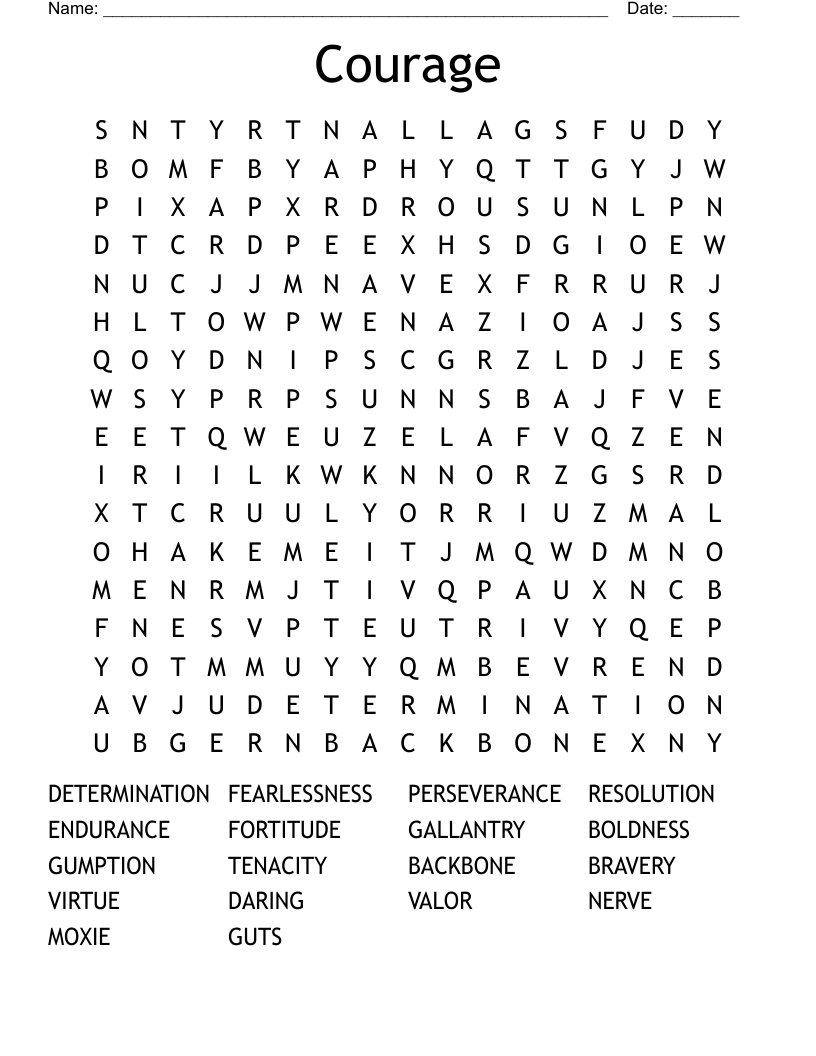 Courage Word Search WordMint Courage Word Search WordMint