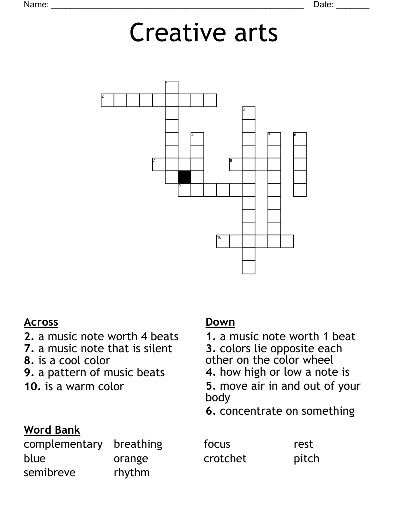 Creative Arts Crossword WordMint