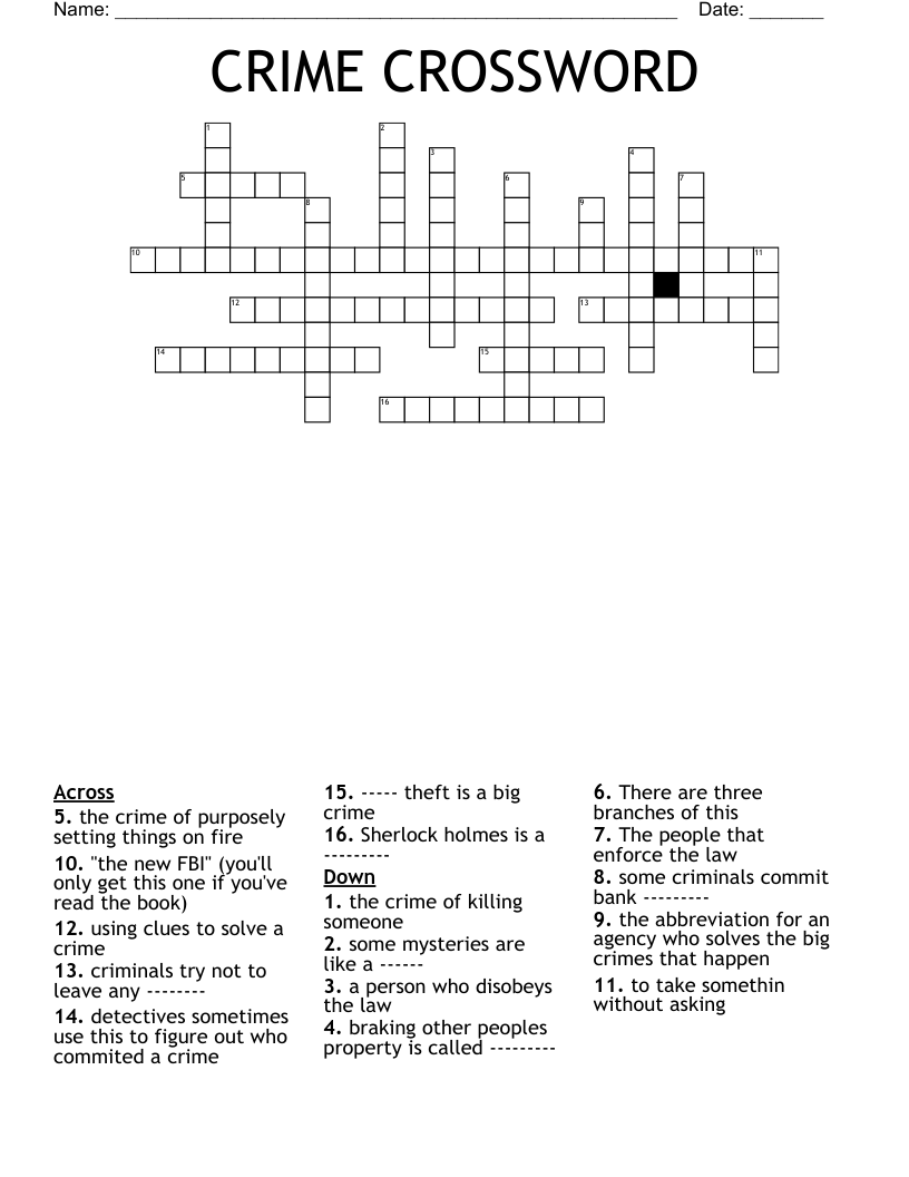 CRIME CROSSWORD WordMint
