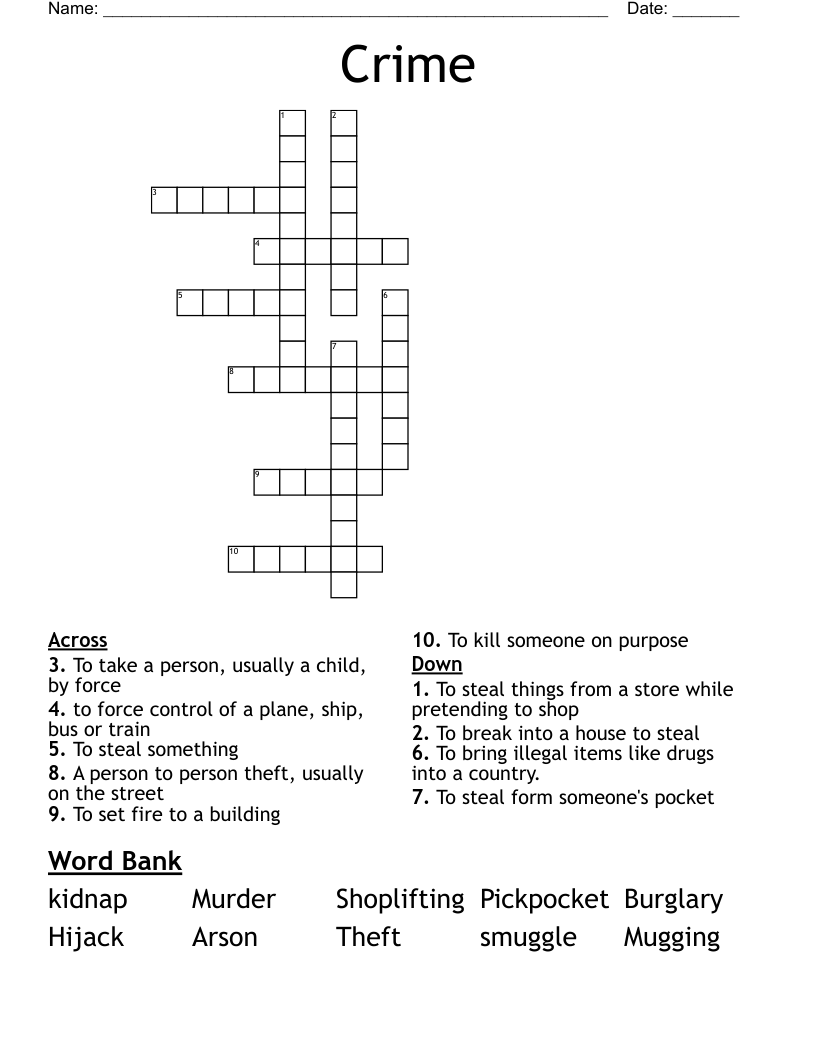 Crime Crossword WordMint