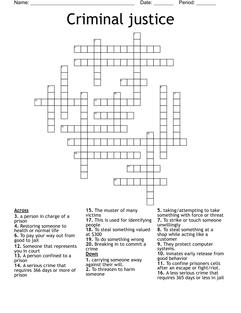 Criminal Justice Crossword WordMint