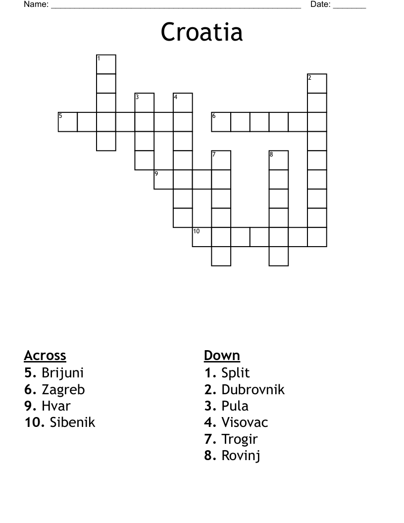 Croatia Crossword WordMint
