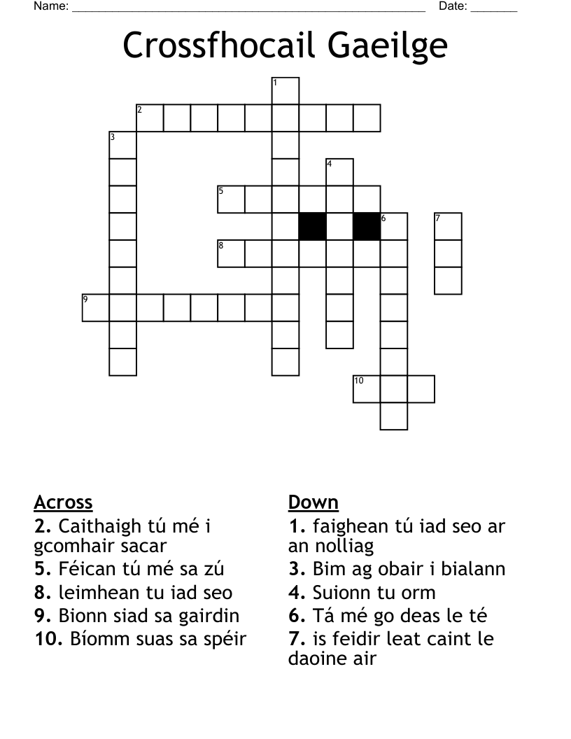 Crossfhocail Gaeilge Crossword WordMint Crossfhocail Gaeilge Crossword WordMint