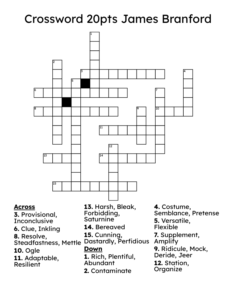 Crossword 20pts James Branford WordMint