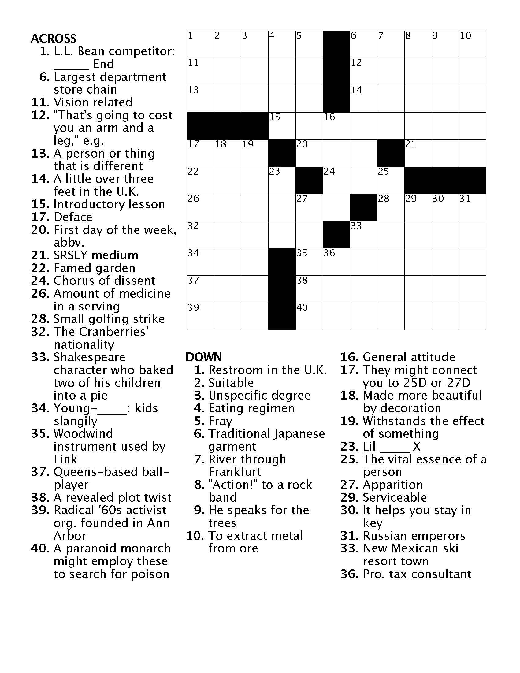 Crossword 8 Ann Arbor District Library Crossword 8 Ann Arbor District Library