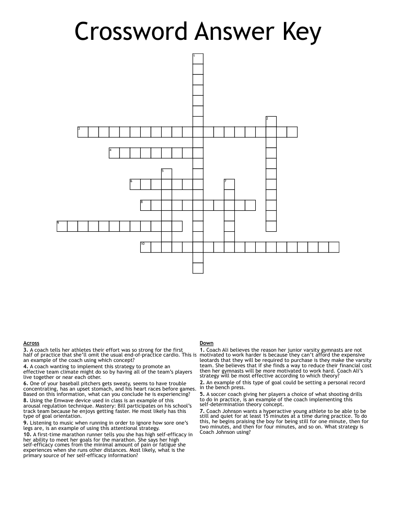 Crossword Answer Key WordMint