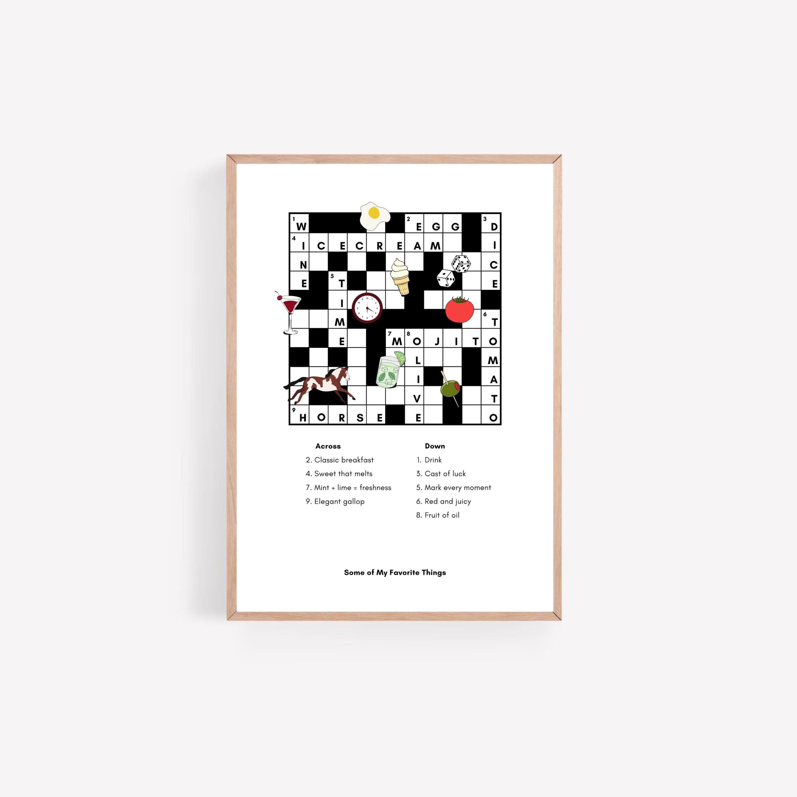 Crossword Bites Poster Modern Minimalist Illustration Fun Food Drink Design Digital Print A4 Size Printable Etsy Israel