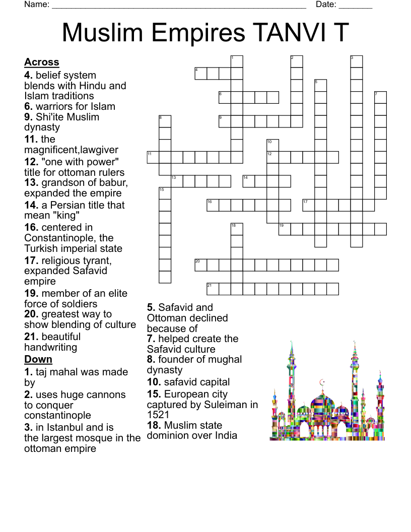 taj mahal city crossword puzzle