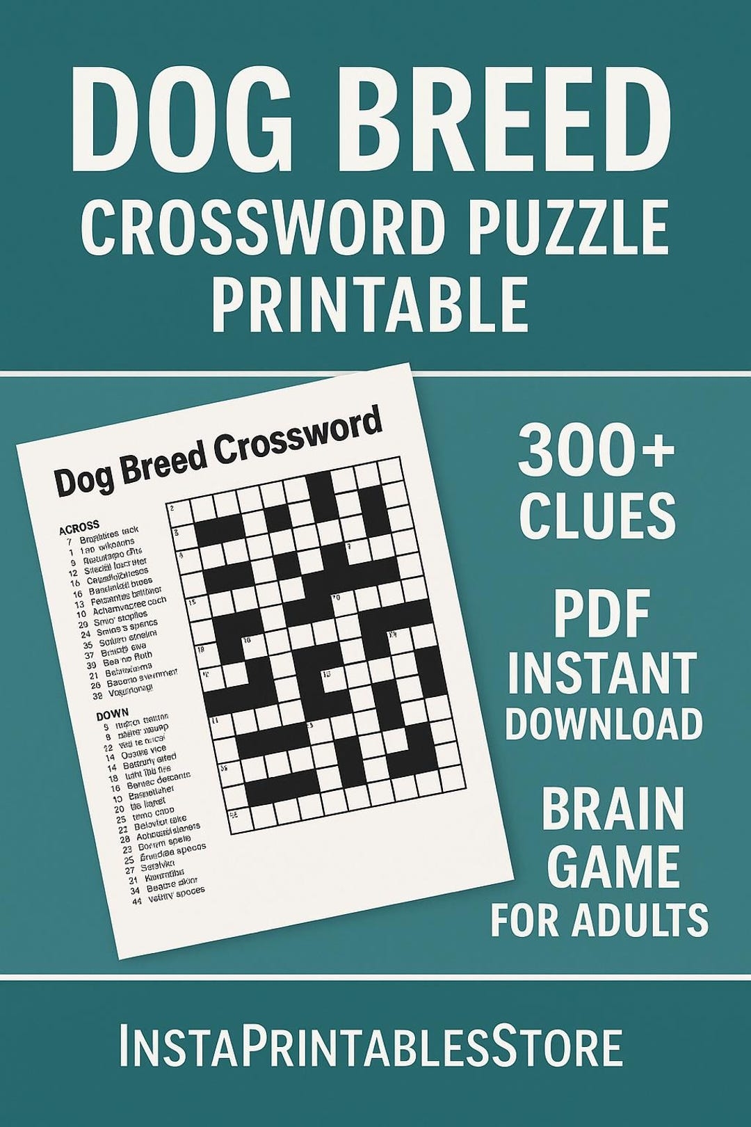 Crossword Clue Top Dog Crossword Dog Breed Crossword Puzzle Printable 300 Clues PDF Instant