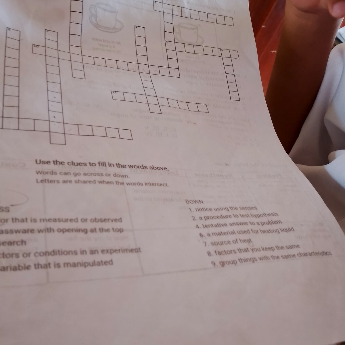 Crossword Clues ACROSS A Factor That Is Measured Or Observed Glasswa 