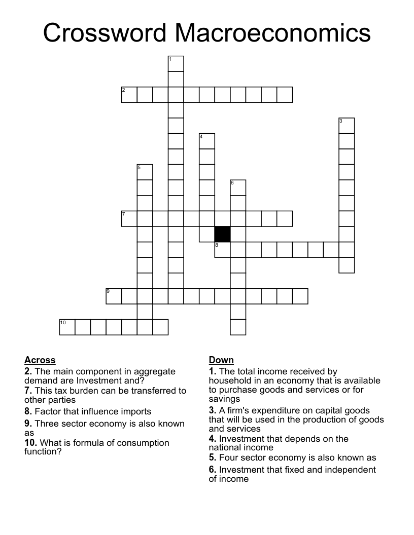 Crossword Macroeconomics WordMint