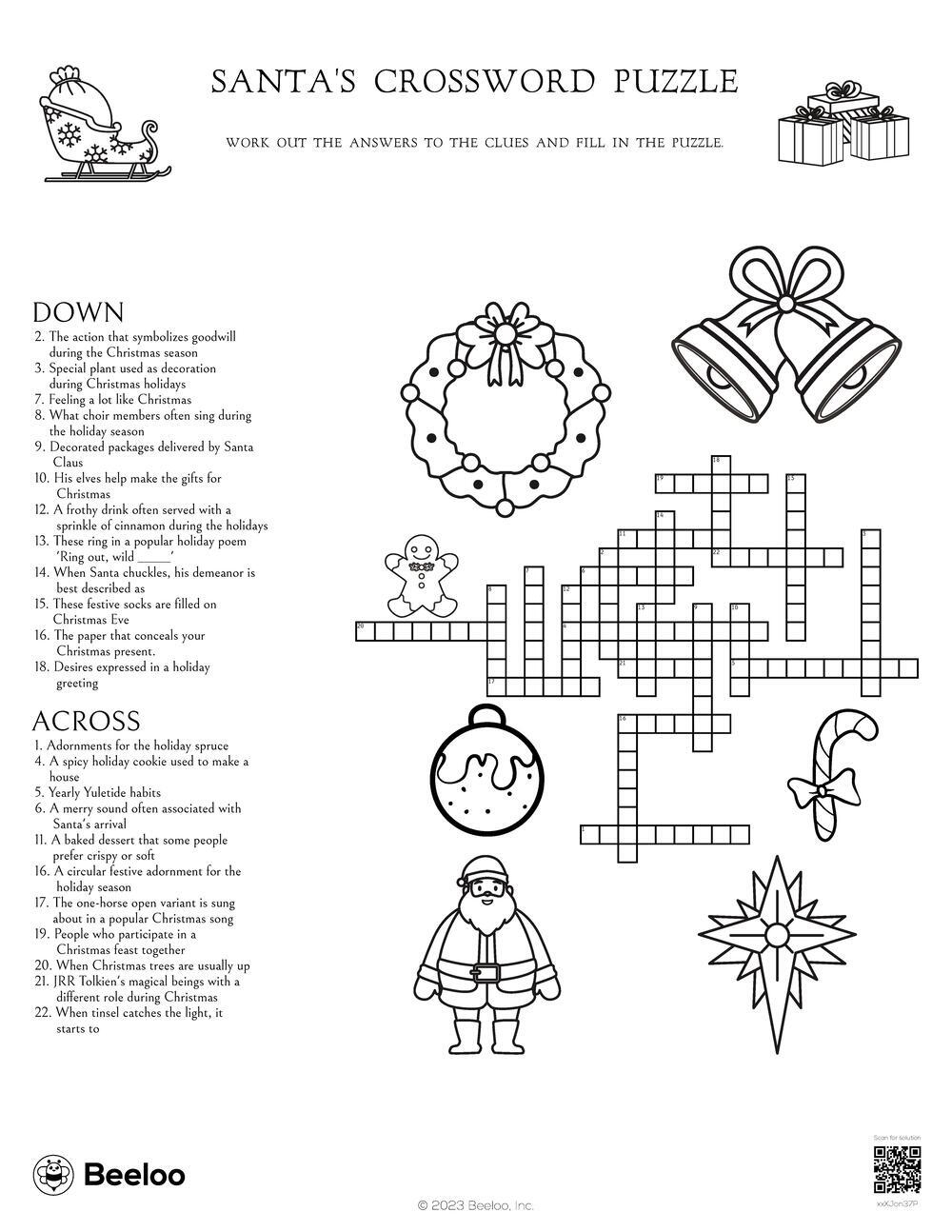 Crossword Ornament YES VIRGINIA THERE IS A SANTA CLAUS Crossword Puzzle Worksheet Activity Event Christmas