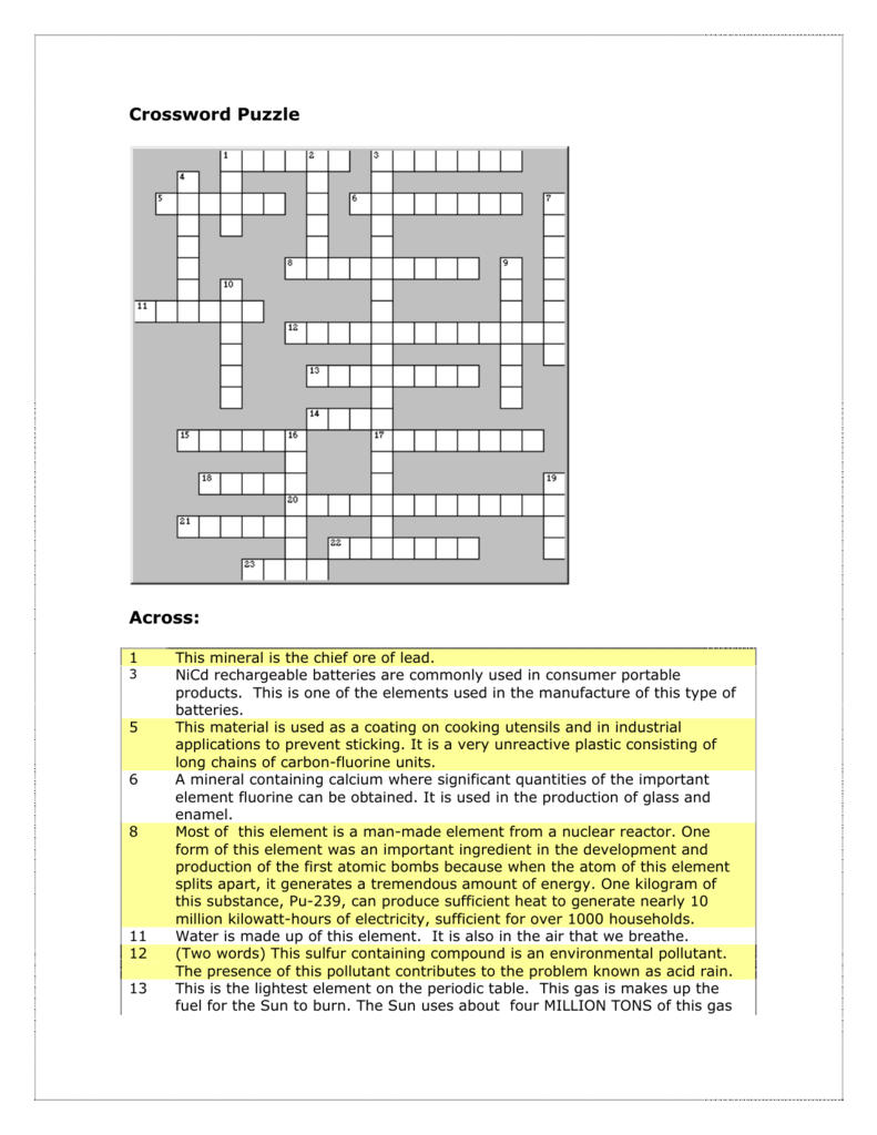 Crossword Puzzle Across Crossword Puzzle Across