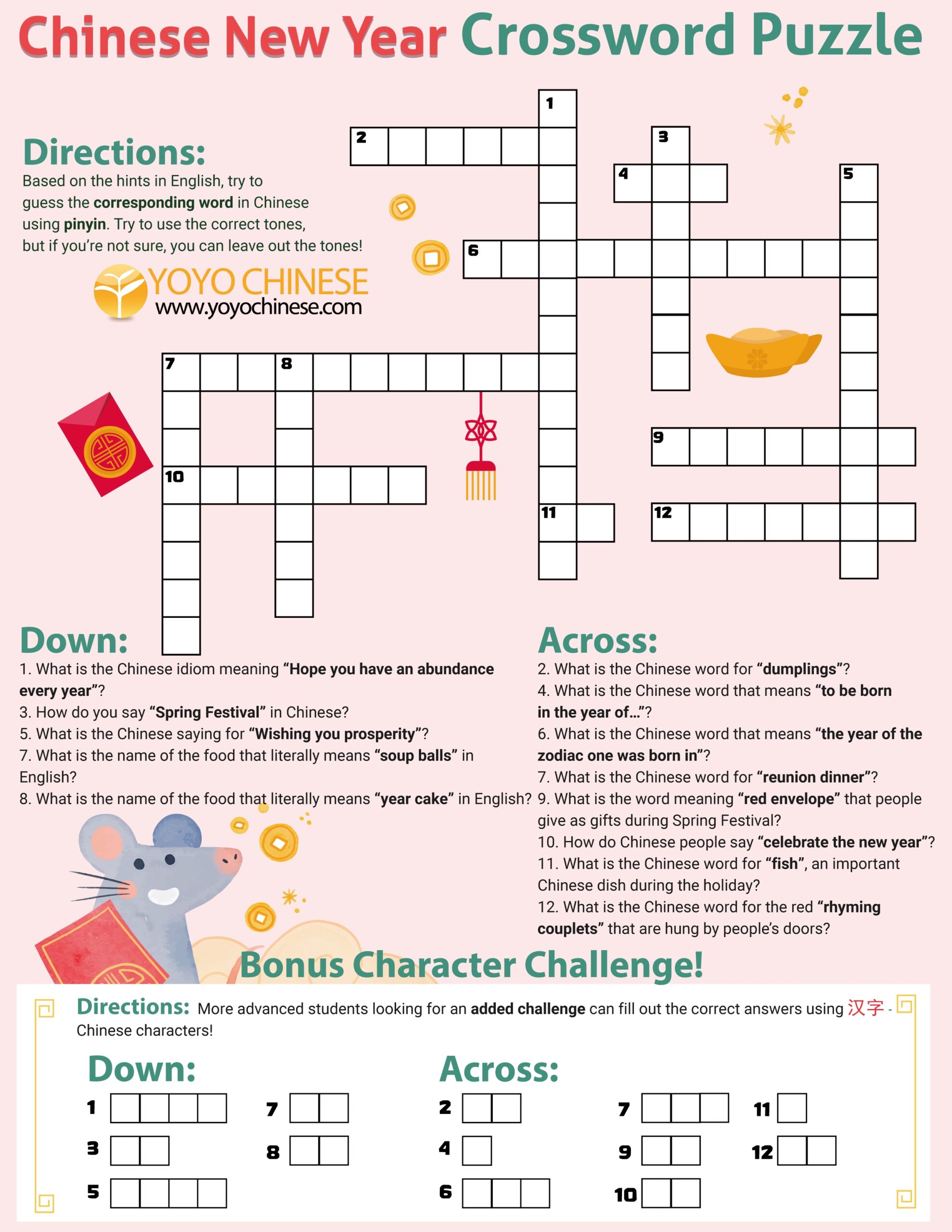 Crossword Puzzle Challenge Chinese New Year Crossword Puzzle Challenge Chinese New Year