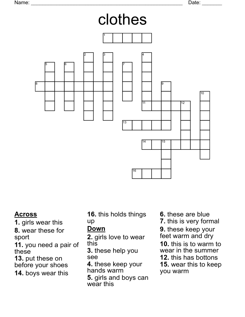 clothing crossword puzzle clue