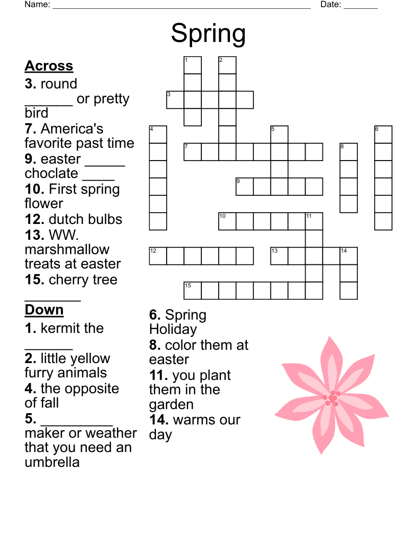 Crossword Puzzle Clue Yellow Spring Flower Best Flower Site