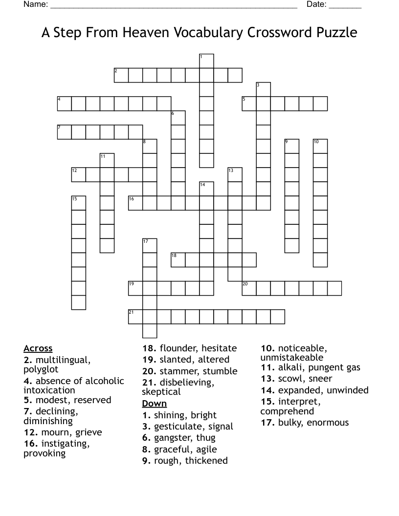 Crossword Puzzle Clues Heaven Crossword Puzzles Printable