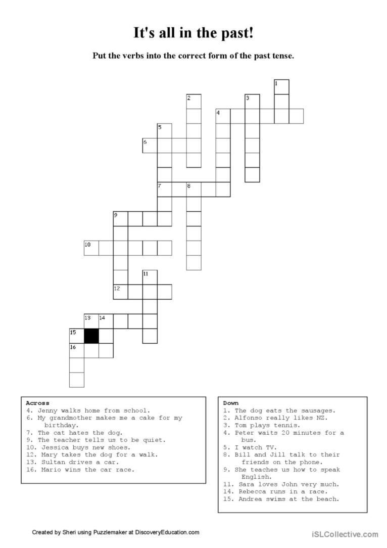 in the past crossword