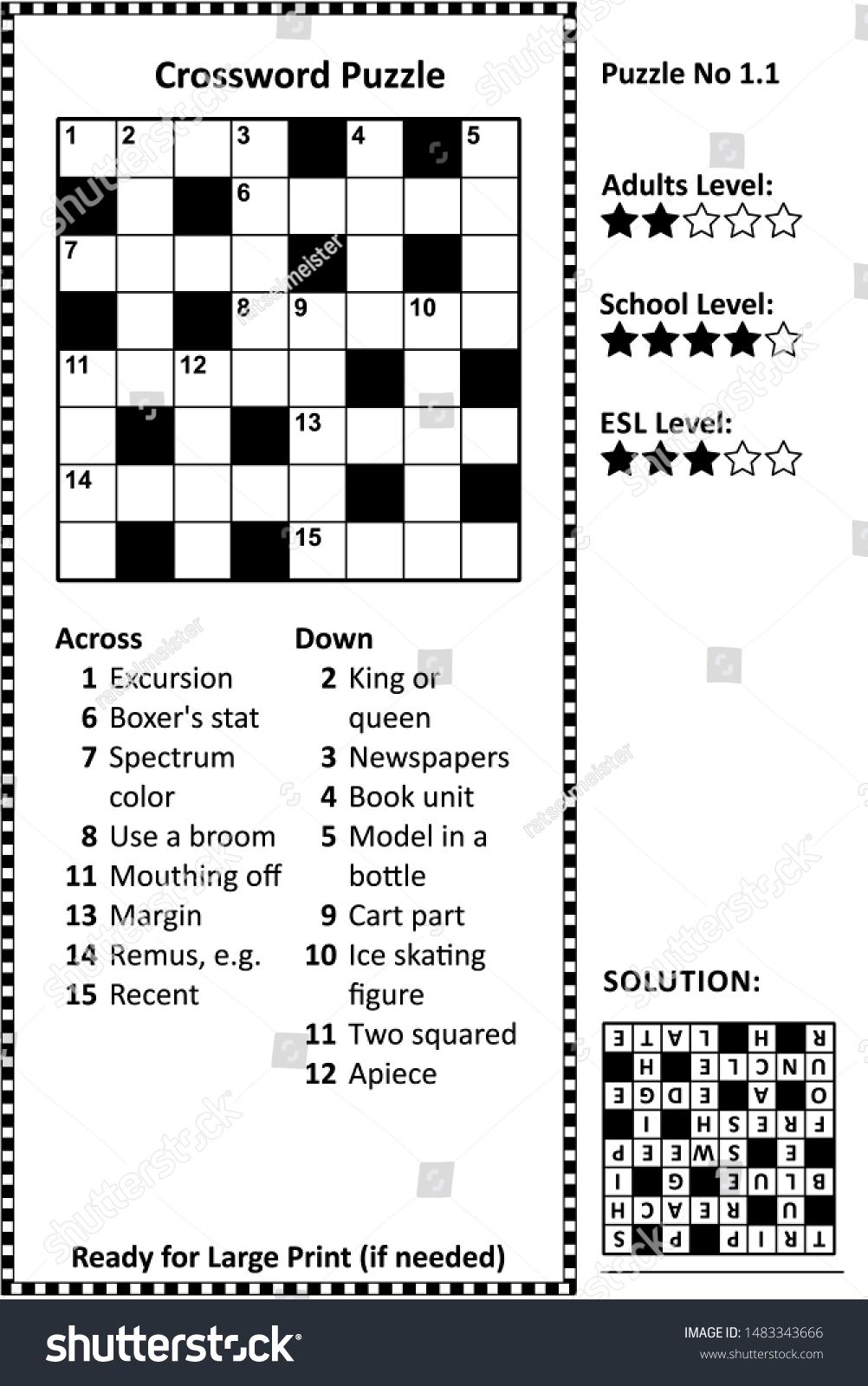 Crossword Puzzle Grid Clues Solution Classic Stock Illustration 1483343666 Shutterstock