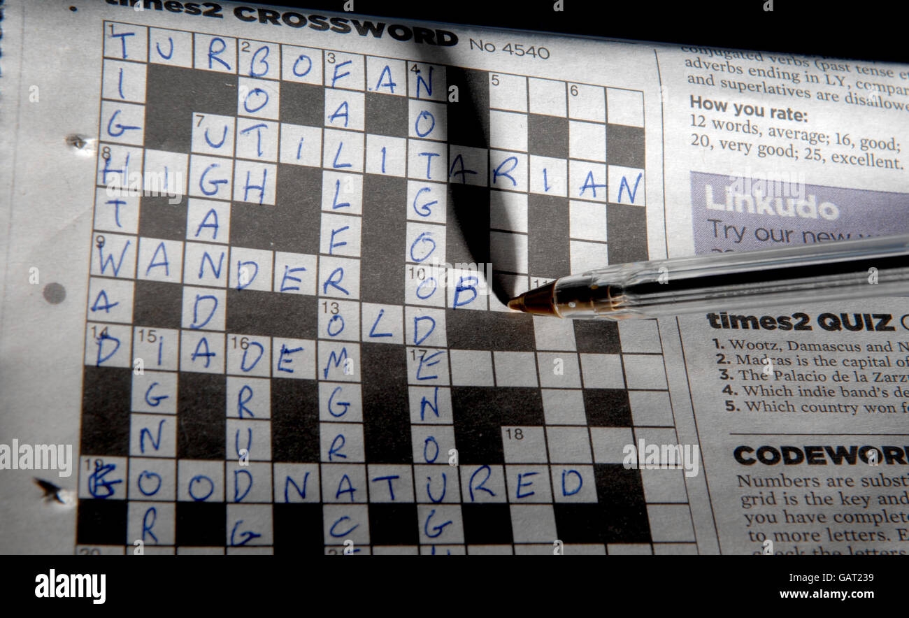 Crossword Puzzle In Newspaper Words Hi res Stock Photography And Images Alamy