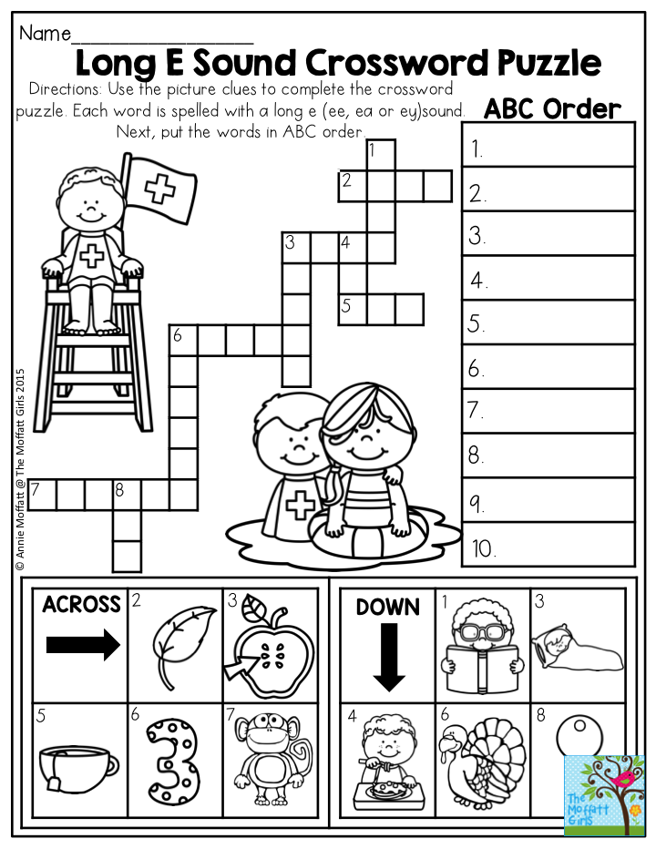 Crossword Puzzles For First Graders Printable Printable Templates