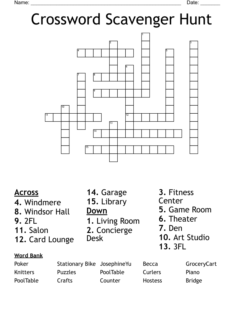 Crossword Scavenger Hunt WordMint Crossword Scavenger Hunt WordMint