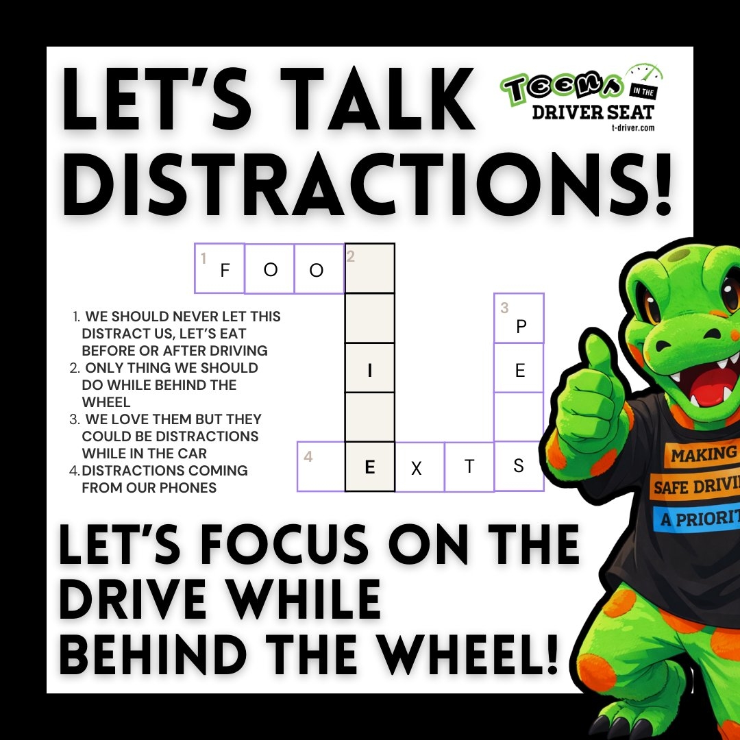  Crossword Time Can You Spot The Distractions Food Phones Friends They Can All Wait What Can t Your Focus Set Things Up Before You Drive And Keep Your Attention On The