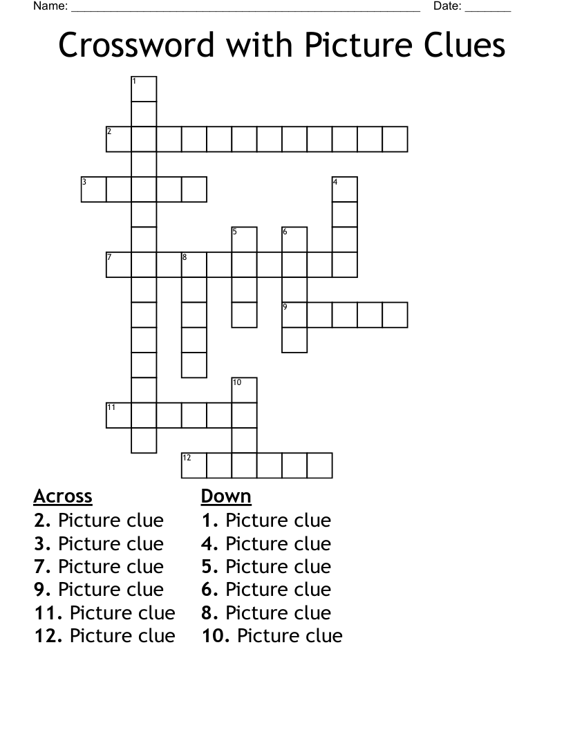 Crossword With Picture Clues WordMint Crossword With Picture Clues WordMint