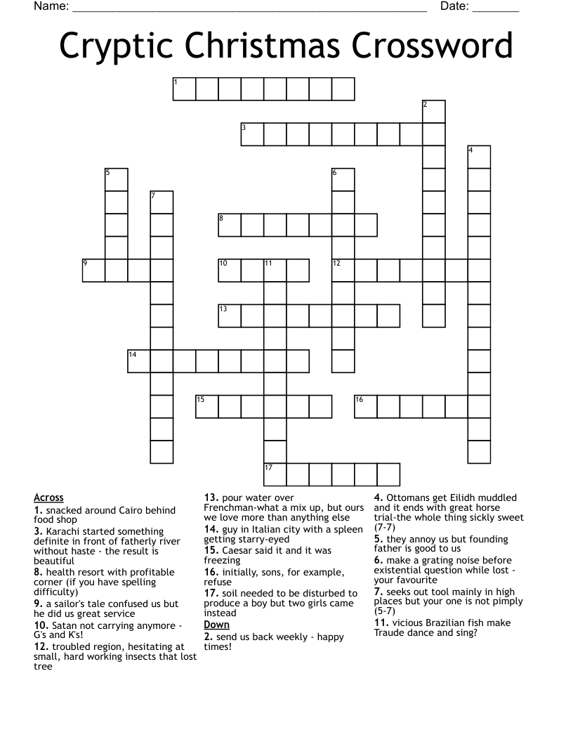 Cryptic Christmas Crossword WordMint Cryptic Christmas Crossword WordMint