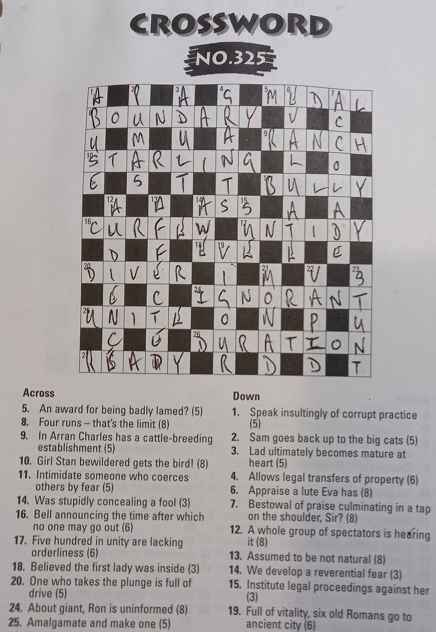 mature crossword clue