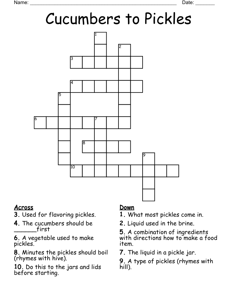 Cucumbers To Pickles Crossword WordMint
