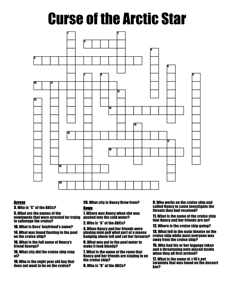 Curse Of The Arctic Star Crossword WordMint