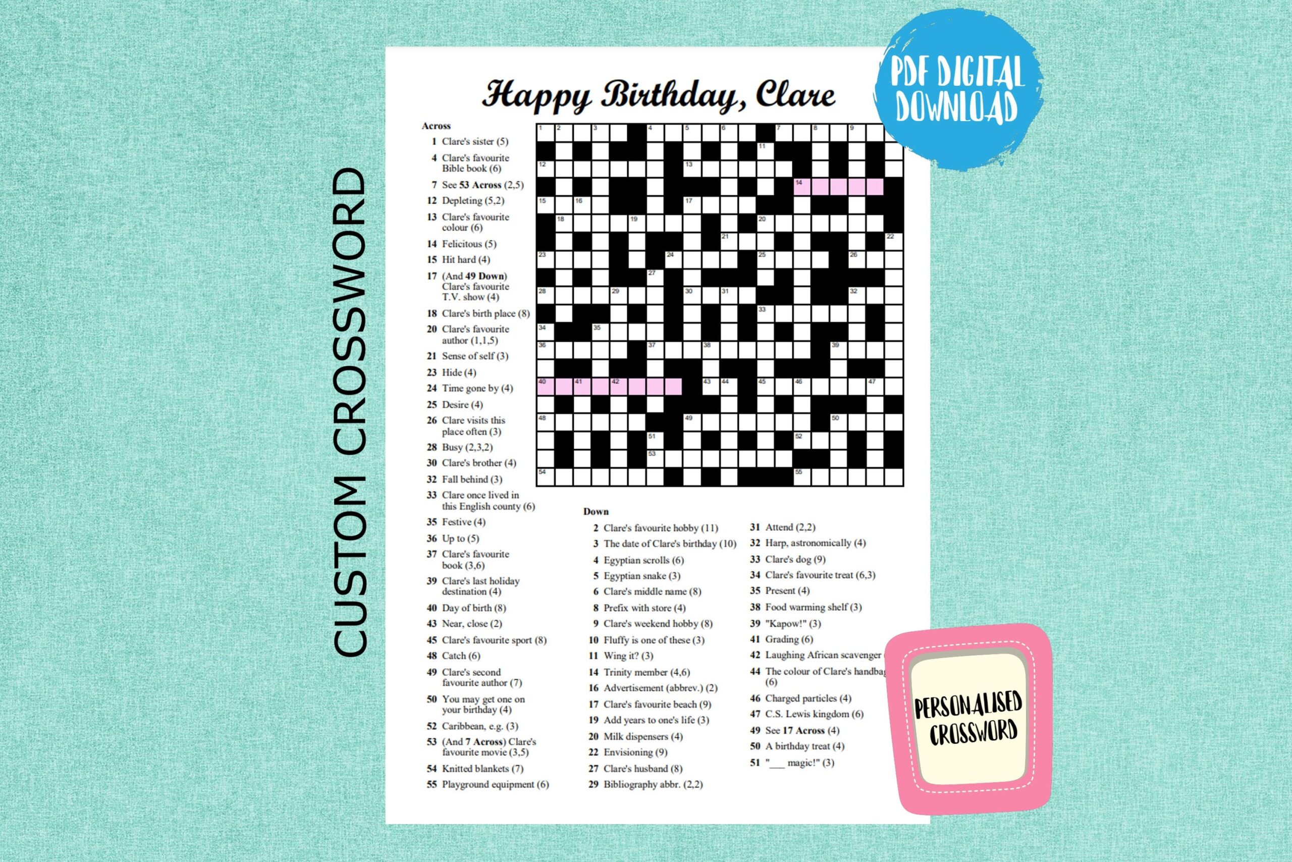 custom crossword clue custom crossword clue