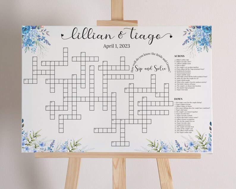 Custom Crossword Puzzle Giant Crossword Puzzle Sip Solve Puzzle 
