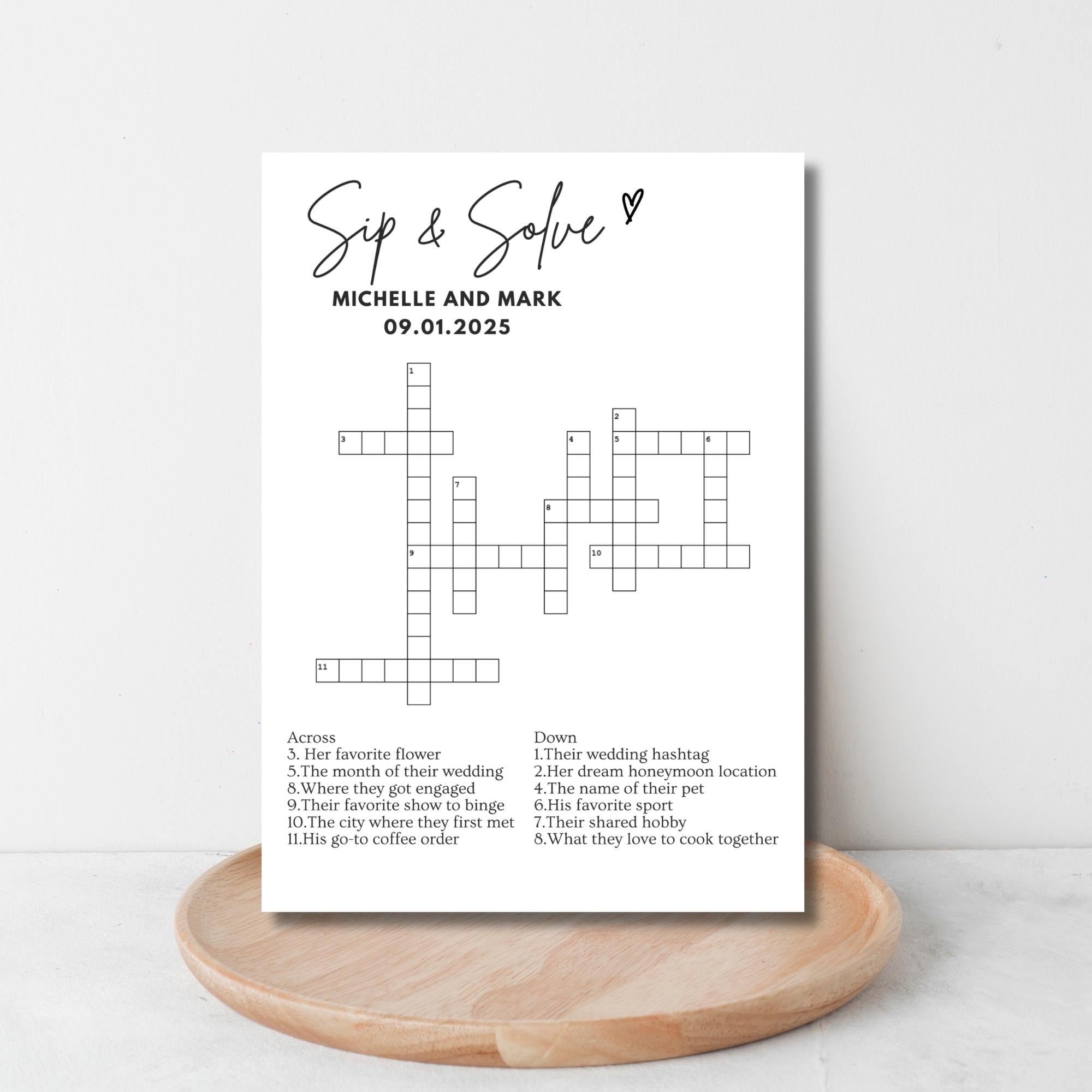 Custom Wedding Crossword Puzzle Sip And Solve Game printable Template 5x7 Inch Digital Download Etsy Israel Custom Wedding Crossword Puzzle Sip And Solve Game printable Template 5x7 Inch Digital Download Etsy Israel