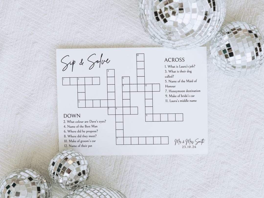 Custom Wedding Crossword Puzzle Sip And Solve Game printed Or PDF Etsy Ireland Custom Wedding Crossword Puzzle Sip And Solve Game printed Or PDF Etsy Ireland