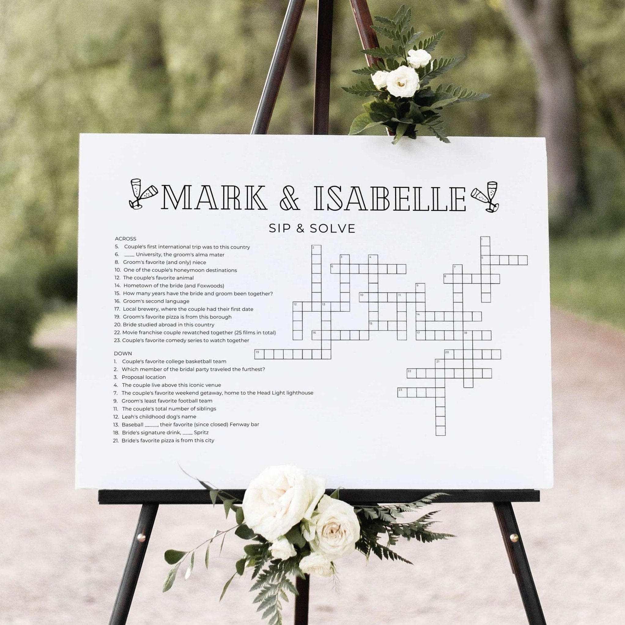 Customised Canva Large Crossword For Wedding Reception Sip And Solve Giant Wedding Crossword Custom Wedding Puzzle Fun Wedding Idea Etsy