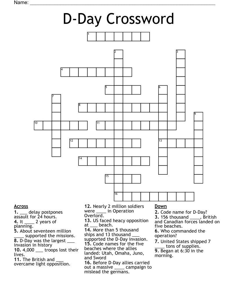 D Day Crossword WordMint