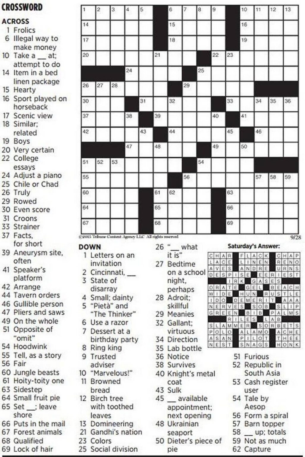 Daily Commuter Crossword Puzzle Answers Free Printable Crosswords