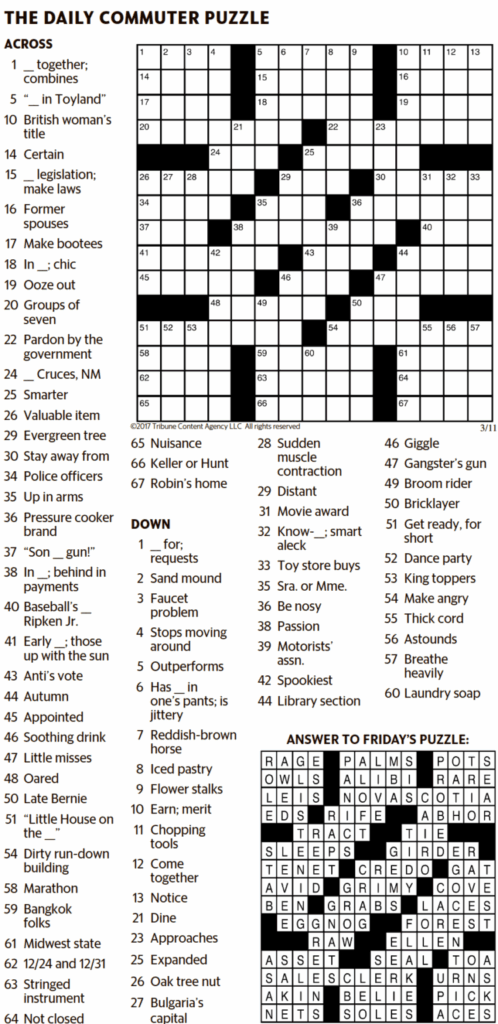 Daily Commuter Crossword Puzzle Printable Enhance Your Daily Commute 