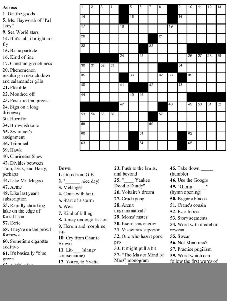 Daily Commuter Crossword Puzzle Printable Printable Coloring Free