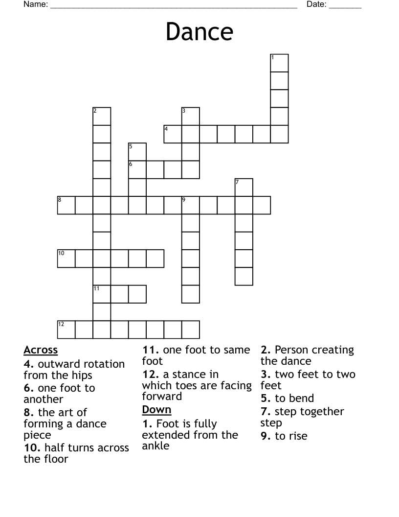 Dance Crossword WordMint